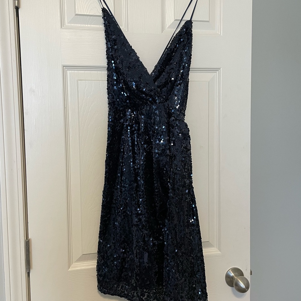 LULUS Black/Navy Sequins Dress